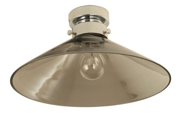 DIY Batten Fitting LGE Smoke Glass CONE OD300mm w/Chrome