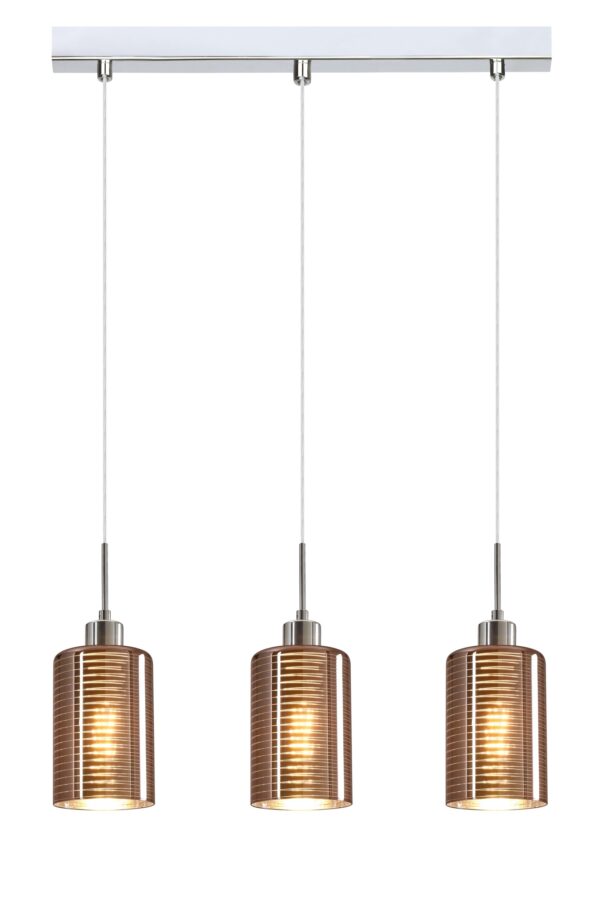 PENDANT ES x 3 72W Copper Glass Oblong Sq Base