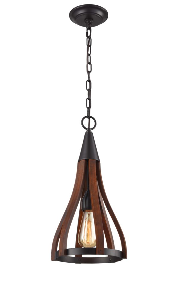 PENDANT ES Dark Red Wood SML BELL OD226mm